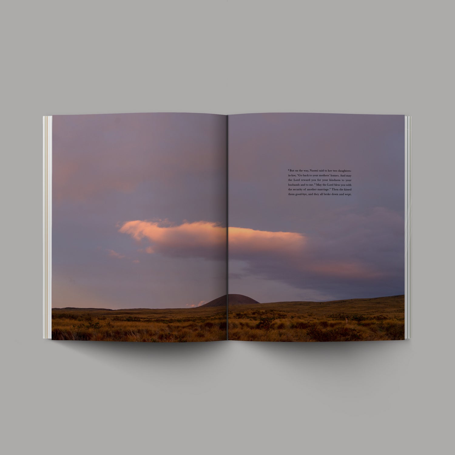 The Book of Ruth open with image of cloud and mountain